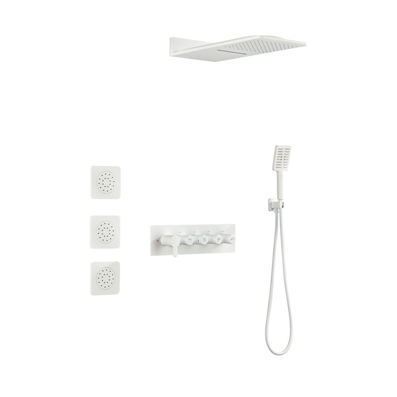 Système de douche à pluie murale avec 3 jets de corps et douche à main