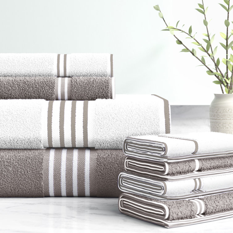 8PC Towel Set - 575GSM 100% Cotton Bathroom Essentials with 2 Bath Towels, 2 Hand Towels, 2 Washcloths, and 2 Fingertip cloths- Absorbent Sheets for Bath, Gym, Dorm and Spa by Lavish Home 