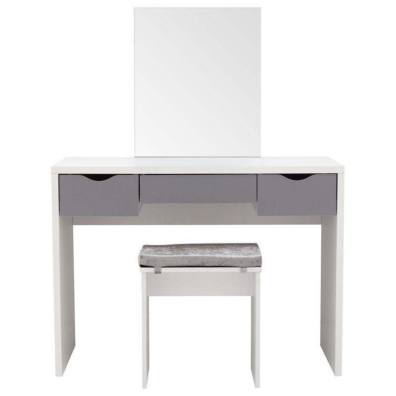 Derun Dressing Table with Mirror, White