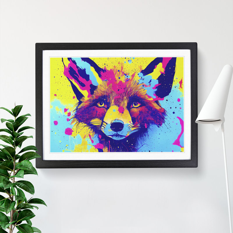Fox Splashed Vol.3 Abstract - Single Picture Frame Print, Black, 46cm H x 64cm W x 2cm D