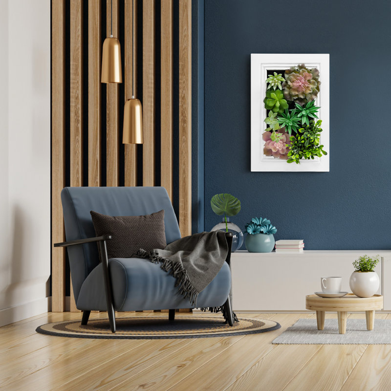 Ensemble de 12 plantes artificielles succulentes dans un pot de fleurs / vase décoratif 11,8 po, Blanc