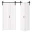 Porte de grange pliante en bois MDF double avec quincaillerie intérieure, blanc-129413774