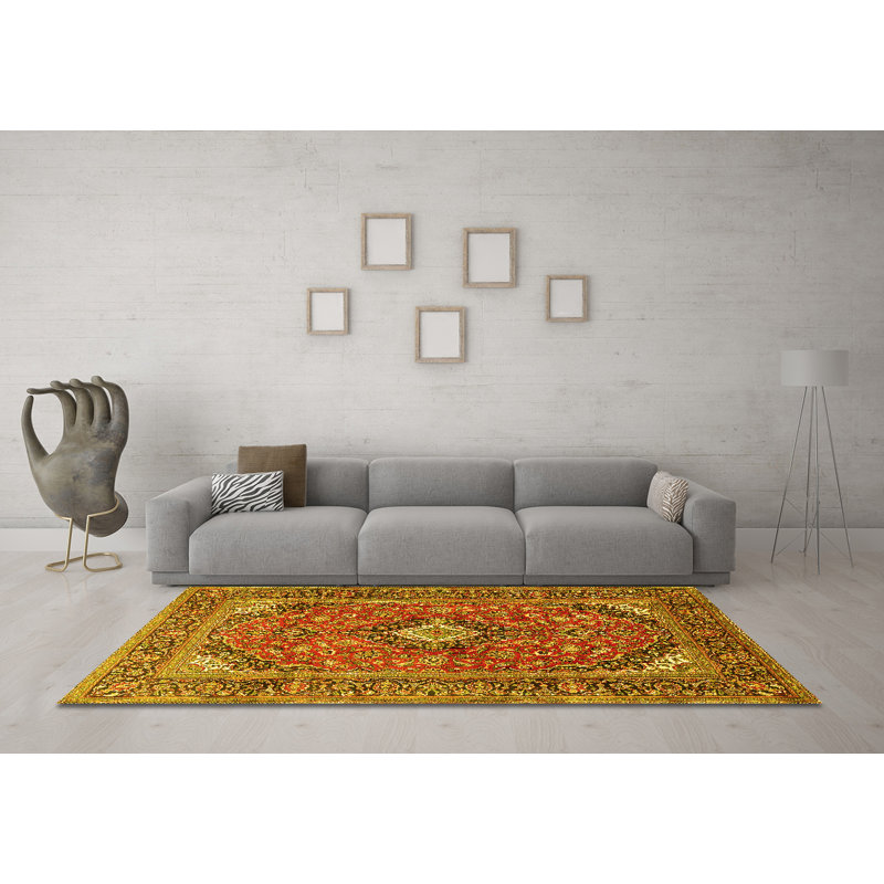 Tapis traditionnels jaunes 1171, Carré 8 pi