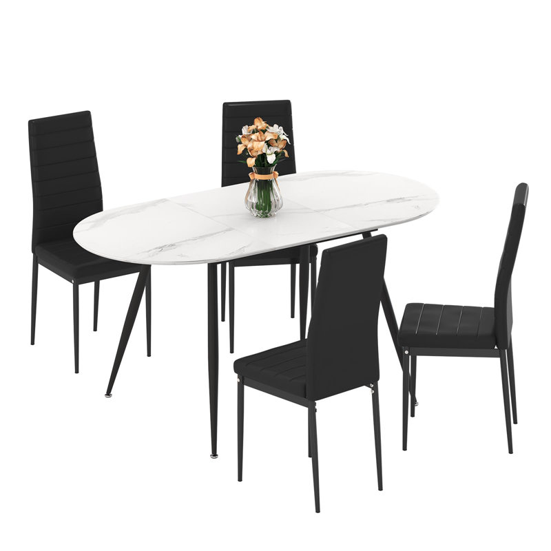 6 - Person Extendable Dining Set, Black
