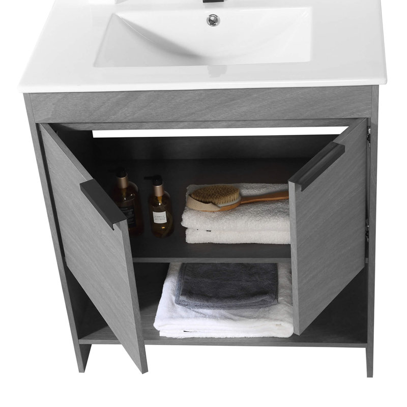 Meuble-lavabo simple 30 po Daenna, Gris classique