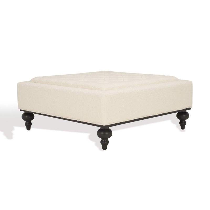Bunny Velvet Ottoman, Ivory, Black