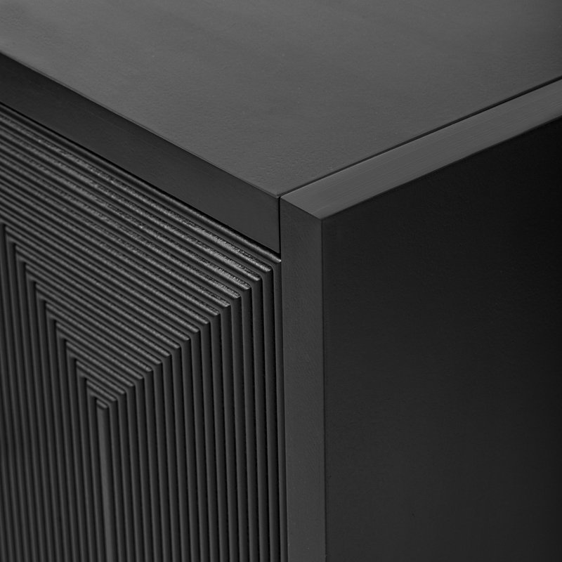 Sleek Storage Cabinet Sideboard Buffet With Vertical Line Design,buffet table,credenza, Black