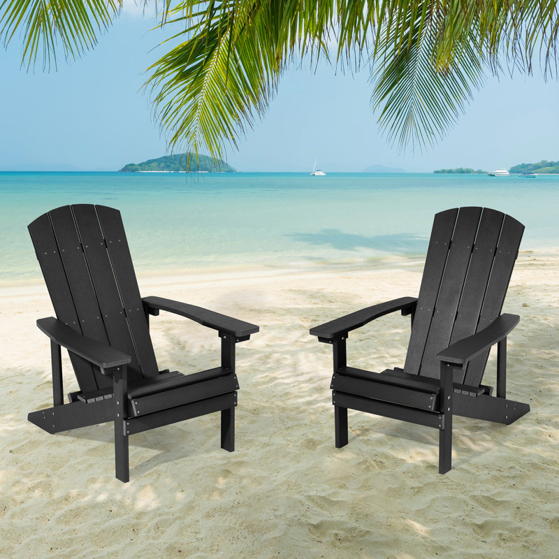 Plastic Adirondack Chair Patio Plastic Chair Fire Pit Single Chair, Black