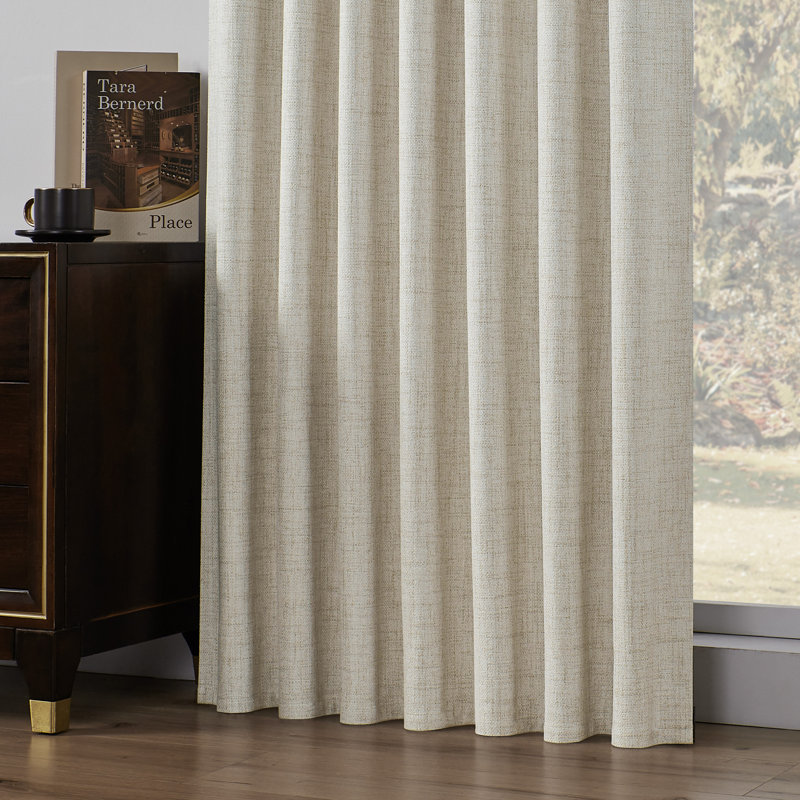 4 Pcs 100% Polyester Burlap Blackout Curtains For Bedroom Back Tab Curtains 4 Panels Set, Linen, 52" W x 90" L
