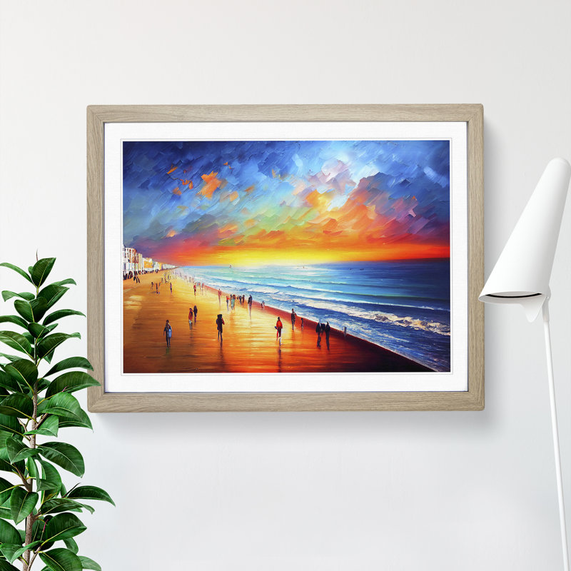 Beach View Vol.1 - Single Picture Frame Painting, 46cm H x 64cm W x 2cm D, Oak