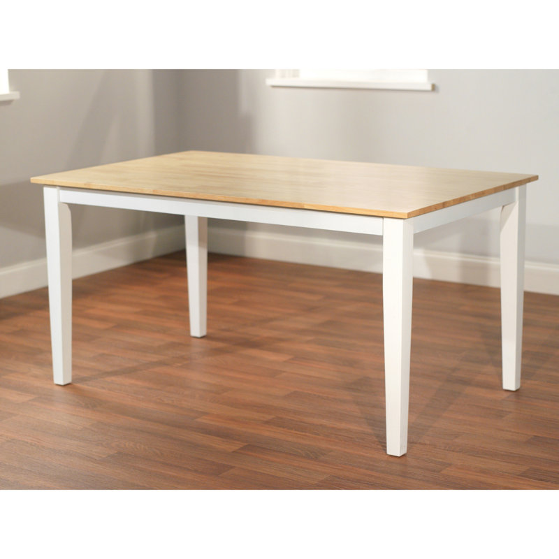 Vivien Solid Wood Base Dining Table, White/Natural