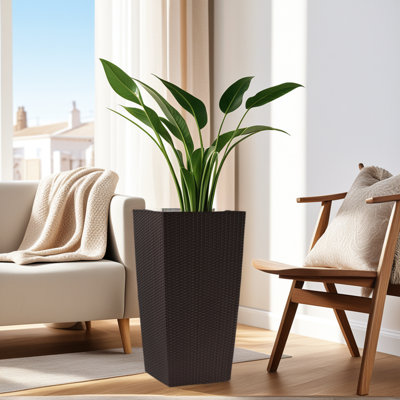 Pot à fleurs 30 po avec plateau intérieur, trous de drainage et moniteur de niveau d'eau - utilisation intérieure / extérieure pour le jardin, le patio, le bureau