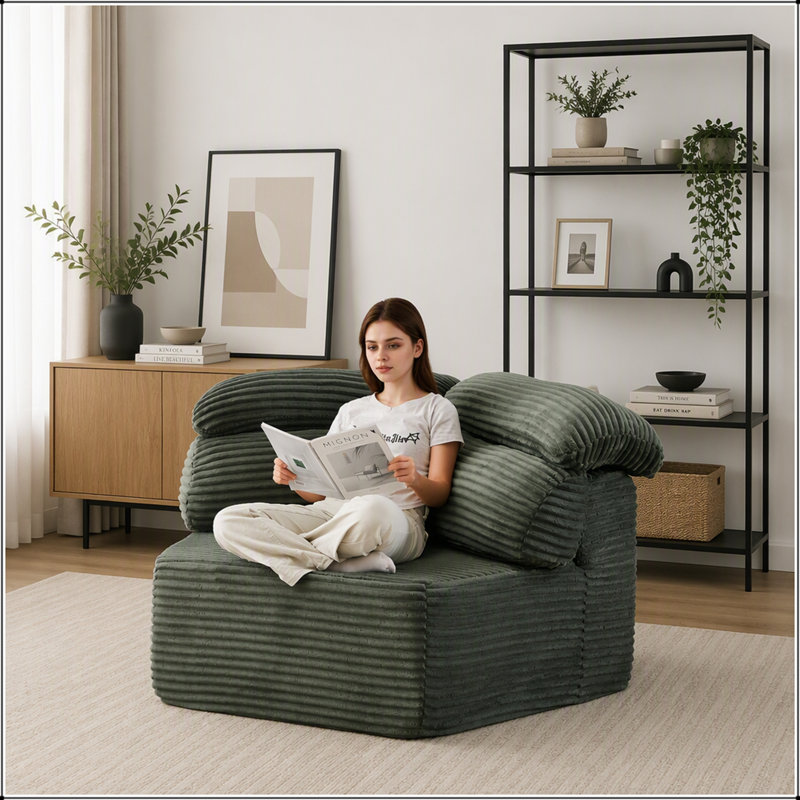 Fauteuil lounge moderne monoplace de 135 cm avec coussin enveloppant
