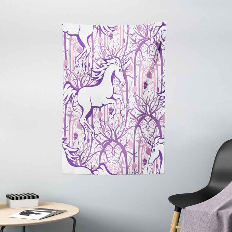 Tapisserie en polyester licorne, H 60 po x l 40 po
