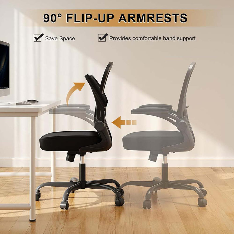 Game Chairs, Ergonomic Desk Chairs 330LBS Capacity High Back Mesh Computer Chair With Flip-Up Armrests, Comfy Work Chair With Adjustable Lumbar Support, Rolling Chair (One Size)