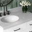 Ensemble de meuble-lavabo simple ovale décalé à gauche à chevrons de 36 po avec comptoir en quartz blanc Carrara blanc de 1,5 po-1917430147-1917430149