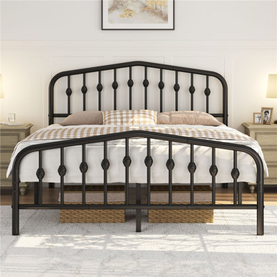Metal Bed with Arched Headboard and Footboard