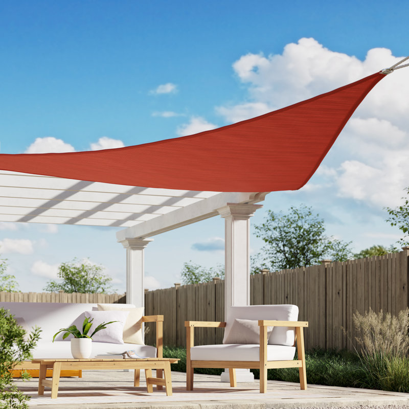 Colourtree Triangle Sun Shade Sail Canopy Fabric Cloth Screen, Water Permeable & UV Block UPF50, Red