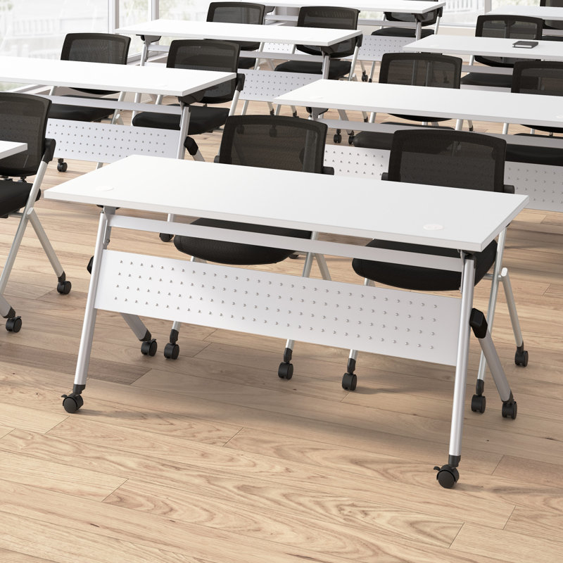 Bush Business Furniture Envision 60W Folding Training Table With Powered Grommets And 2 Chairs, 30" H x 60' L x 23.5" W