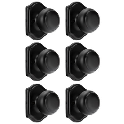 Matte Black No-Function Dummy Door Knobs,Door Knob Handles for Closet & French Doors, No-Turning Pull/Handle Function 3 Pack (6 Pieces)