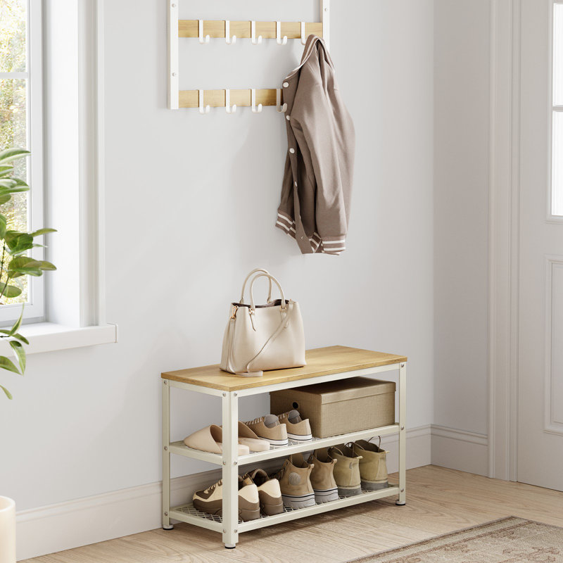8 Pair Shoe Rack, Oak Beige/Classic White