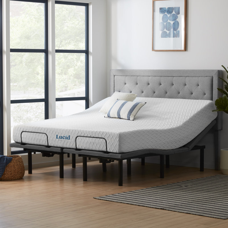 Lucid Comfort 10'' Medium Gel Memory Foam Mattress and Adjustable Base, King
