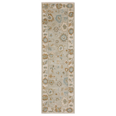 Graicyn Bordered Oriental Grey/ Blue Area Rug