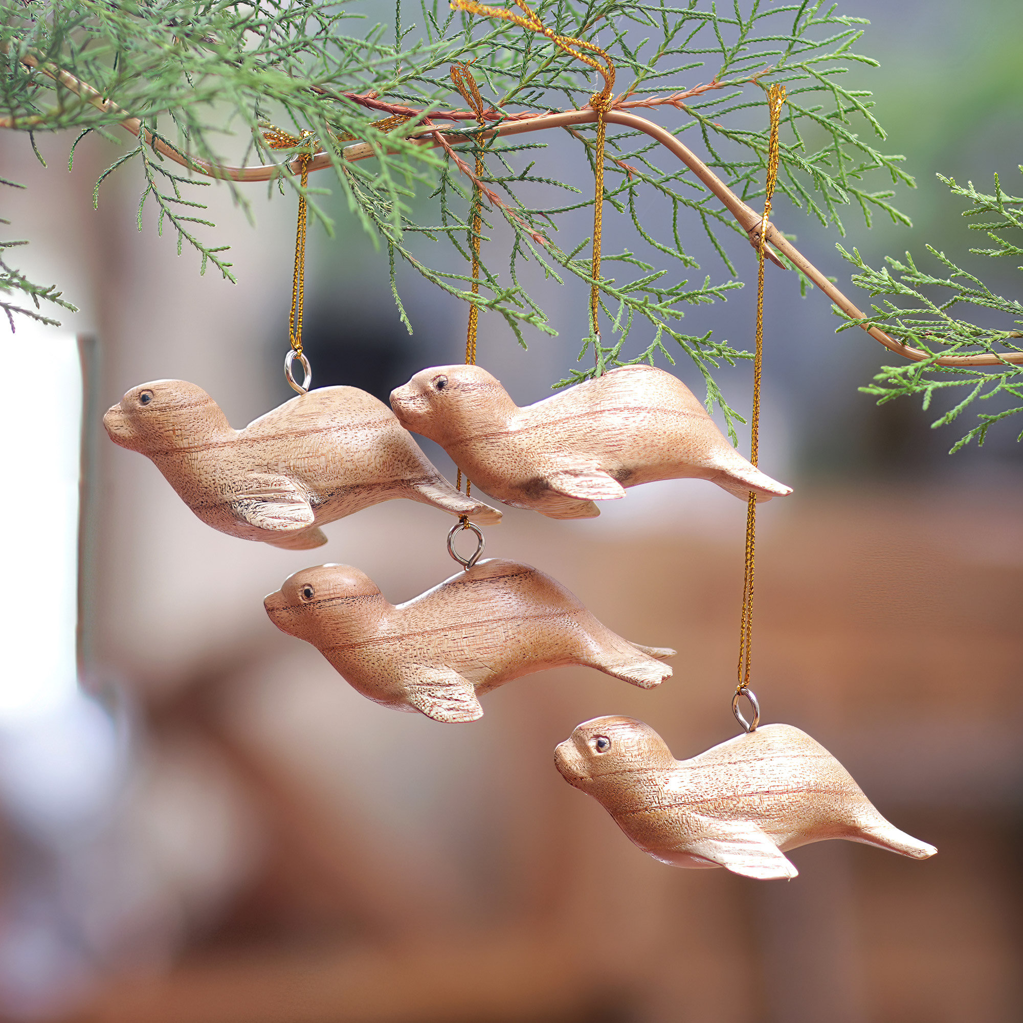 The Holiday Aisle® Wood Animals Hanging Figurine Ornament Wayfair