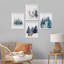 «Pastel Christmas Reindeer Deer Moose Forest», reproduction d'art encadrée sur papier 4 pièces-97770345-97770346
