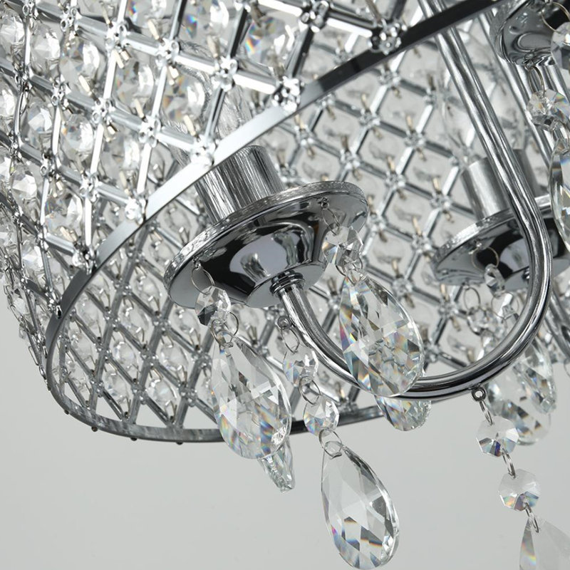 Adarious 4 - Light Dimmable Drum Chandelier, 19.88" H x 16.92" Wx 16.92" D, Chrome