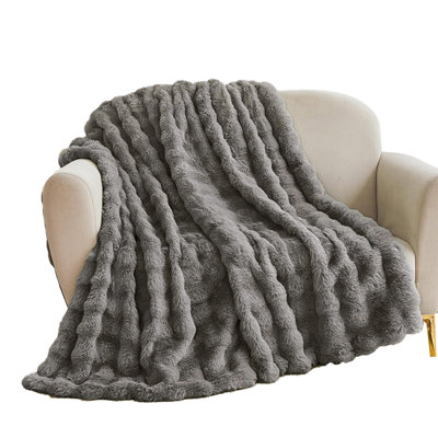 Couverture en fourrure de lapin haut de gamme à poils longs épais et chaud convient au lit et au canapé.