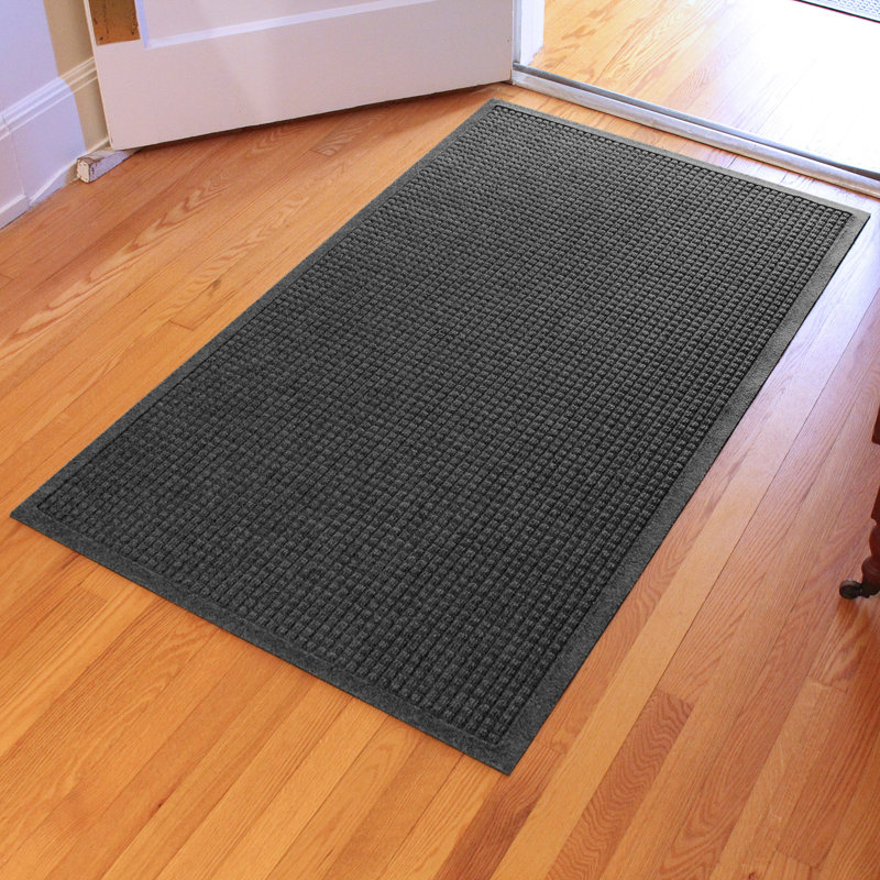 WaterHog Squares Indoor Outdoor Door Mat, Rectangle 3' x 5', Charcoal