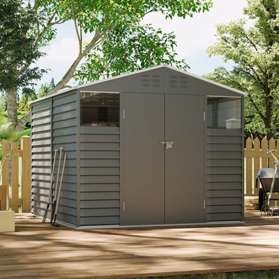 Kemmerer 8ft. 1 in. W x 8ft. 6 in. D Metal Shiplap Apex Garden Shed