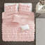 Ensembles de literie doux rosé, édredon simple en polyester TG à volants pour la maison