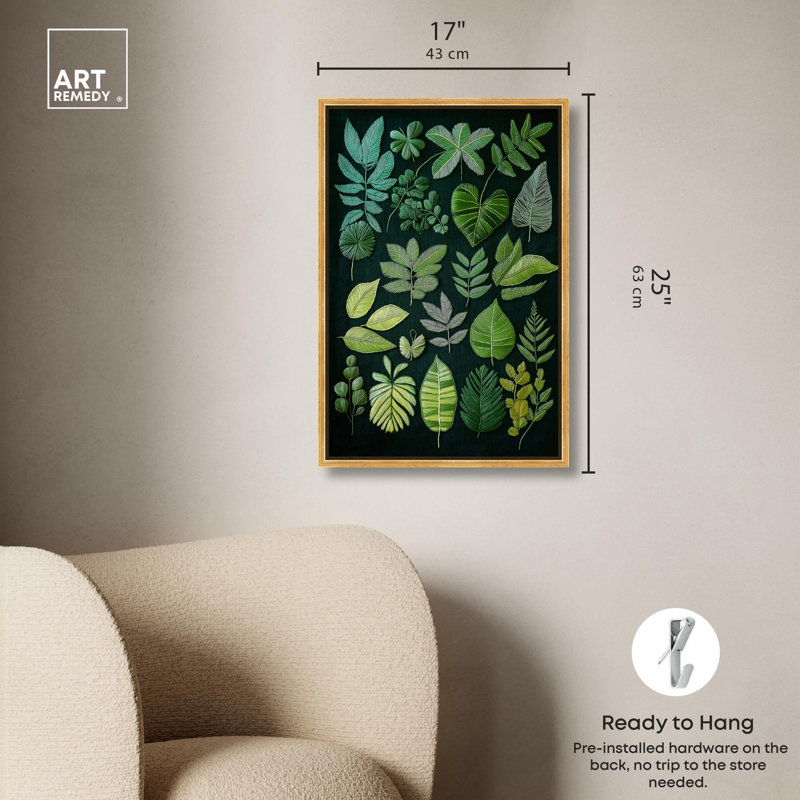 «Leaf Library II», reproduction botanique sur toile par Art Remedy, H 37 po x l 25 po, Cadre doré