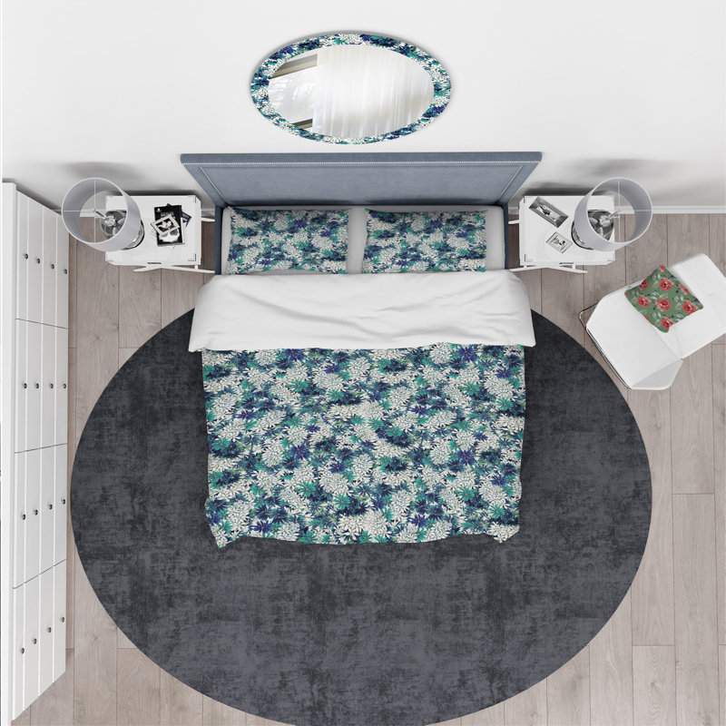 Ensemble de housse de couette designart ocean of fleurs, Housse simple + 1 taie décorative