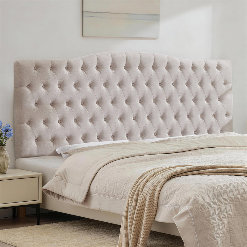 Tête de lit tapissier Aveigha, Très grand, Lin beige