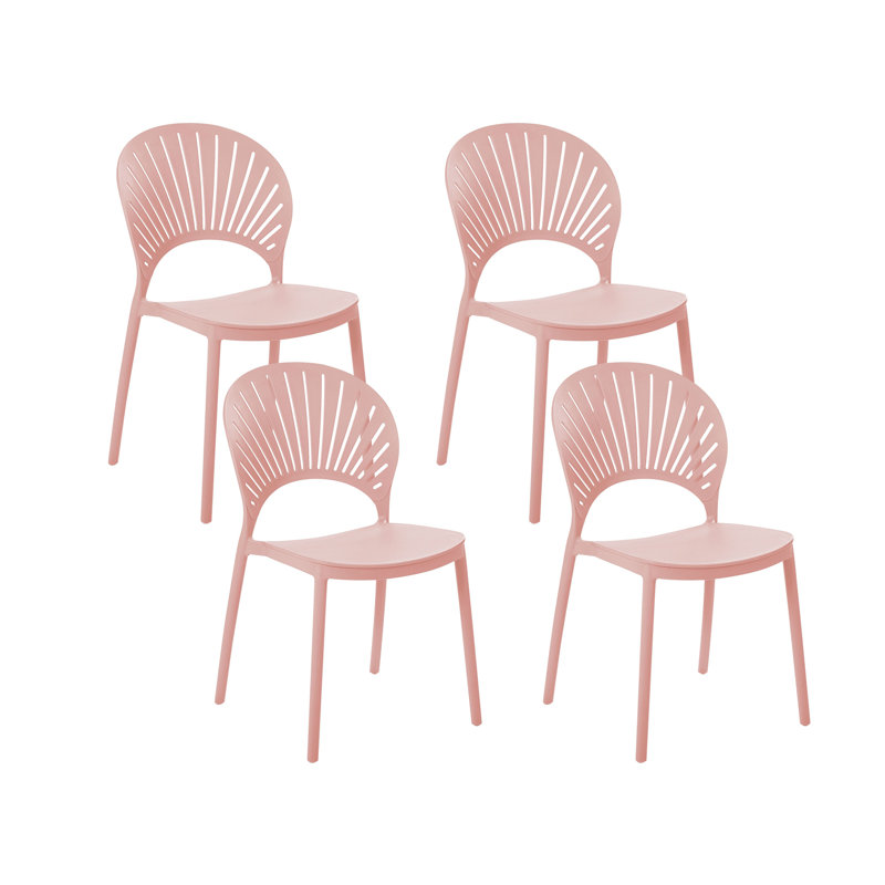 Deaton Stacking Patio Dining Dining Chair with Cushion, Pink