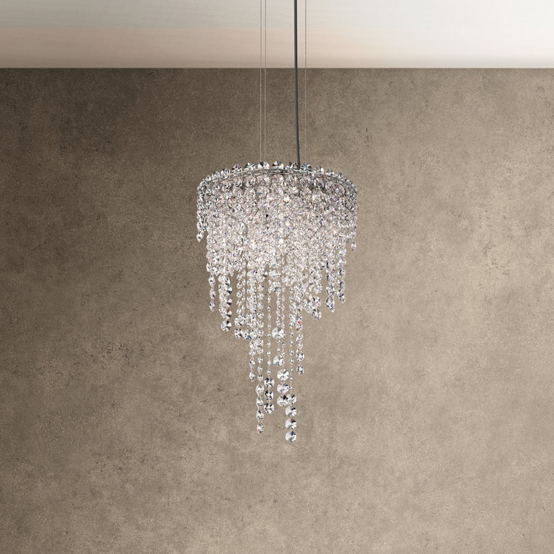 Chantant 4 Light 14in x 23in Pendant in Polished Stainless Steel with Clear Radiance Crystals