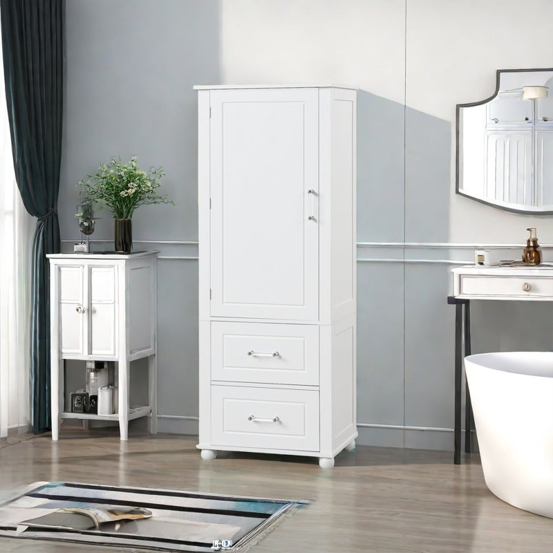 Armoire de rangement pour salle de bain avec 2 tiroirs et tablette réglable
