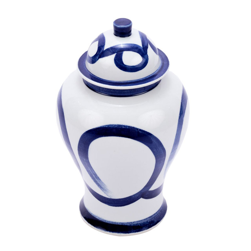 Pot en porcelaine bleu / blanc, H 20,5 po x l 12 po x P 12 po