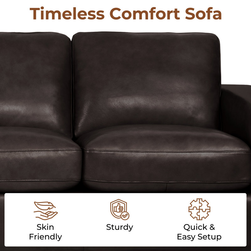 Canapé surdimensionné à assise profonde Ajmy, Cuir véritable espresso