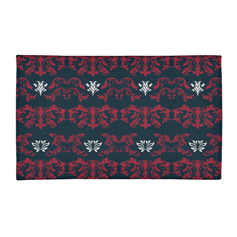 Tapis rouge / noir Damask, Rectangle 3 pi x 5 pi