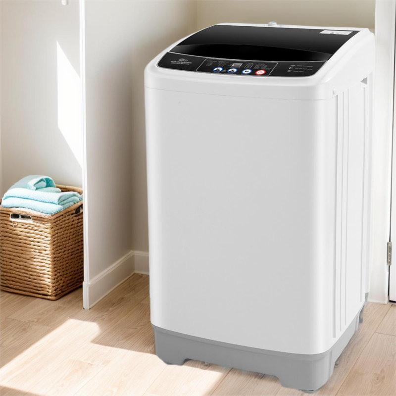 Himimi Delia 2.4 Cubic Feet cu. ft. High Efficiency Portable Washer & Dryer Combo with Child Safety Lock, White/Black