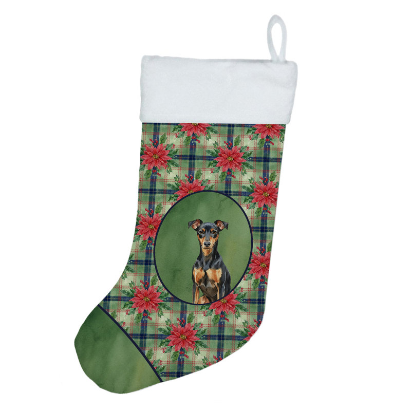 Chaussette de Noël Manchester Terrier PoinsettIas