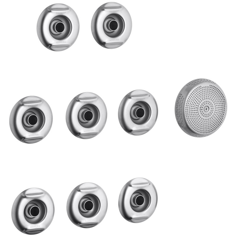 Flexjet Whirlpool Trim Kit with Eight Jets, Brushed Chrome