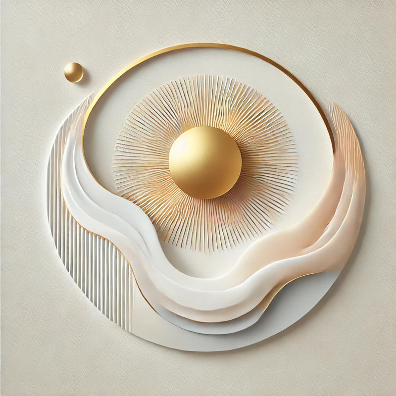 «Luminous Horizon - Abstract Sunburst Circle», art mural, H 40 po x l 40 po x P 1,5 po
