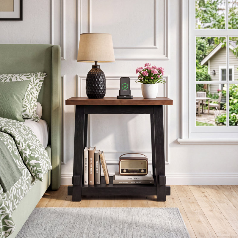 Table d'appoint en bois massif avec rangement, Simple