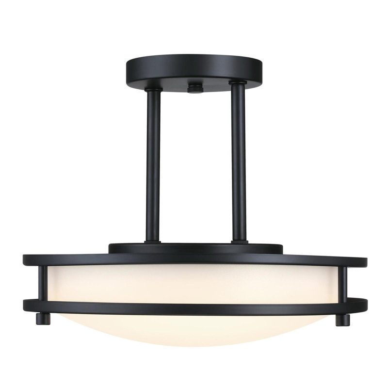 12 Inch, 15 Watt LED Indoor Semi Flush Mount Ceiling Fixture with Color Temperature Selection, Frosted Acrylic Shade