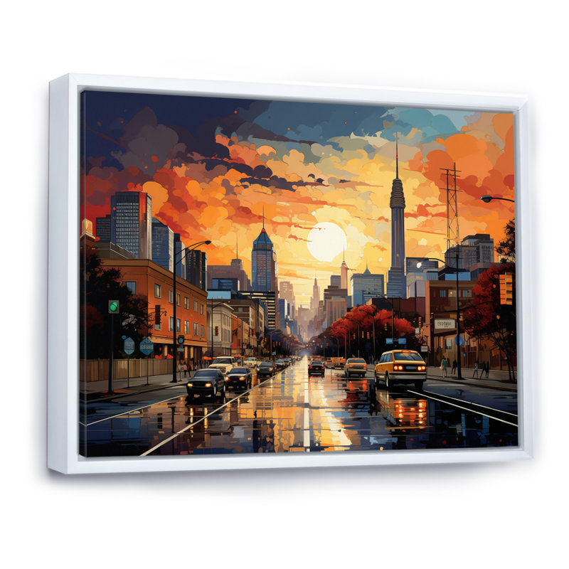 Atlanta Popart Landscape VI, reproduction d'art sur toile, H 30 po x l 40 po x P 1,5 po, Cadre flottant blanc